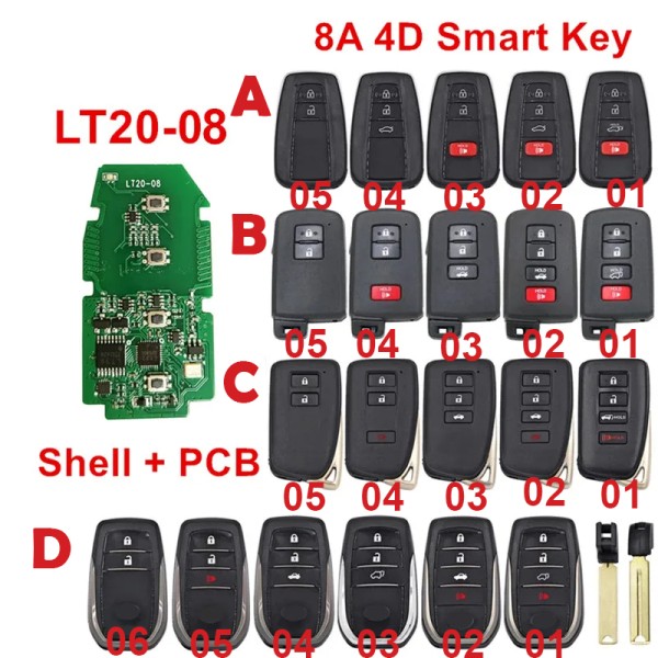 Lonsdor LT20-08 8A 4D Universal Smart Remote Key for Toyota Lexus for KH100+ K518 K518ISE