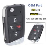 315MHz MQB49 Chip P/N: 5G6 959 752 BM, FCC ID: NBGFS125C1 OEM Part Smart Remote Key Fob